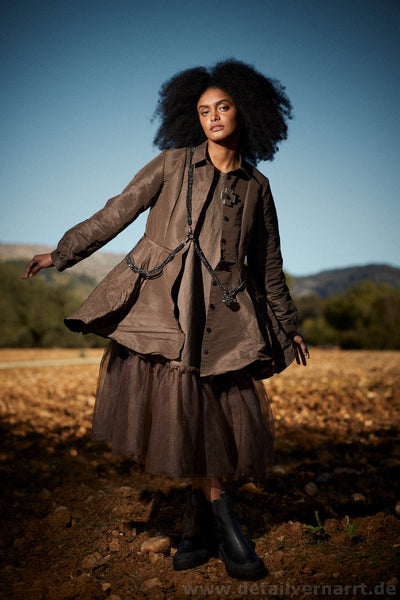 Pluslavie / Plü Bluse in schokobraun (chocolate) - hochwertiger, fester Taft