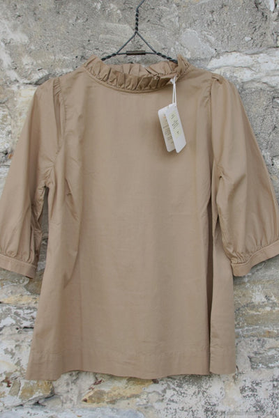 by basics Bluse 13005 in desert/caramel mit Puffärmeln - Baumwolle & Elasthan
