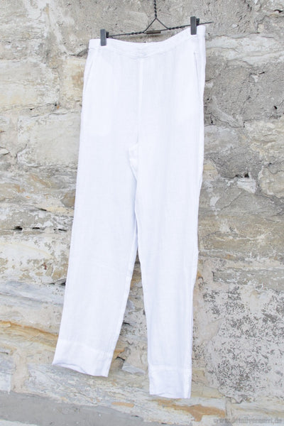 by basics Hose im klassischen Schnitt 12013 in weiß - reines Leinen