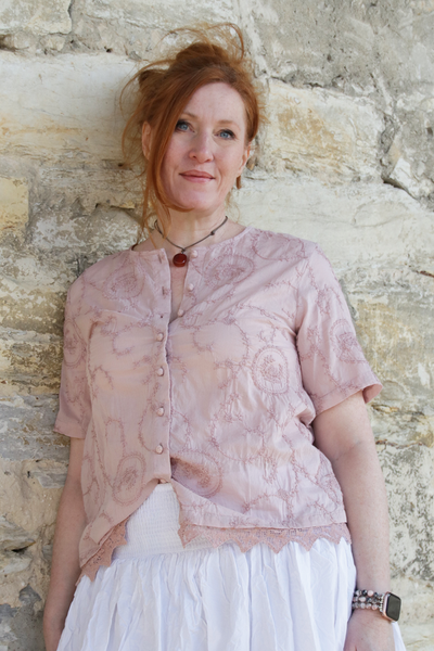 Ewa i Walla Bluse GUN 44130 in rosé (pale mauve) - bestickte Voile aus reiner Baumwolle