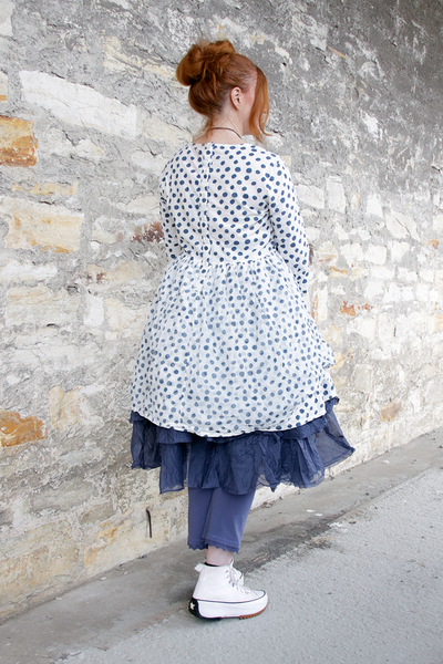 Ewa i Walla Tunika LICIA 44142 in weiß mit blauen Punkten (original) - reine Baumwolle 2