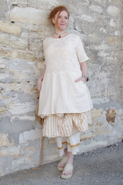 Ewa i Walla Tunika PIA-MARIE 44133 in vanille (cream) - bestickte Voile aus reiner Baumwolle